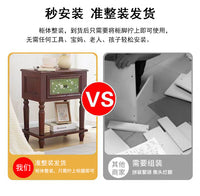 实木床头柜美式复古家用卧室小型床头收纳柜床边柜现代简约储物柜 白色-纯色无画 整装（需自行安装四个脚）