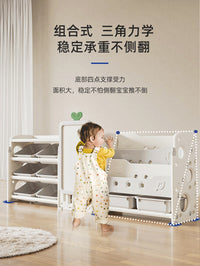 儿童玩具收纳架书架二合一体宝宝绘本置物柜婴儿多层大容量储物箱 收纳架
