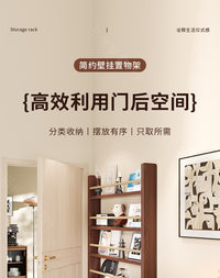 门后缝隙置物架实木收纳柜壁挂书架超薄书柜多层夹缝置物靠墙薄柜