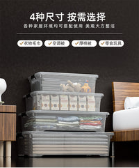 床底收纳箱被子特大号床下整理扁平塑料箱衣服抽屉透明箱储物箱柜 透明方形加大号【66.5*46.5*17cm】 一个装