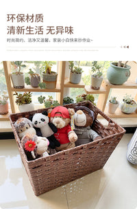 轻奢美式仿藤编家用脏衣服收纳筐零食玩具桶网红款编织篮子脏衣篓 圆形浅棕特大号
