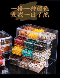 透明塑料抽屉分格收纳盒亚克力手工串珠散珠配饰珠子手链首饰展示 款式A:透明壳6宫格1个