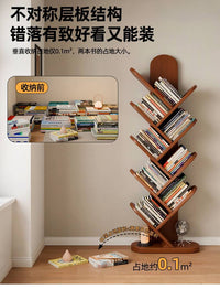 Solid Wood Tree-Shaped Bookshelf for Living Room