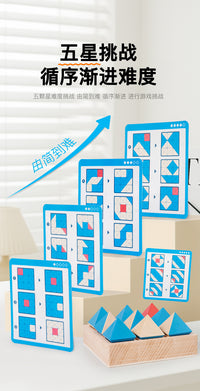 Wooden Geometric Flip Blocks Early Education Logic Training Toy for Kids