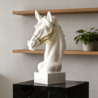 Lifelike Horse Head Sculpture Decorative Art Piece for Living Room, Office, or Display Cabinet
