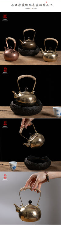 Hand-Hammered Copper Teapot with Antique Handle