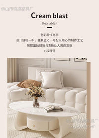Cream Style Oval Coffee Table with Storage, Modern Minimalist, for Living Room
