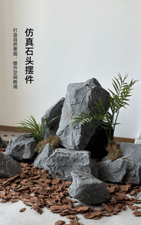 Gray Faux Stone Hanging Decoration with Moss for Storefront Display