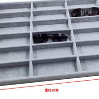 Flannel Eyeglass Storage Box with 12 Slots for Sunglasses Display and Jewelry Organization
