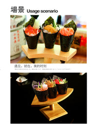 Bamboo Sushi Roll Holder with Flower Pattern