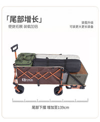 Beilala Folding Four-Wheel Camping Cart with Push Handle for Outdoor, Picnic, Market
