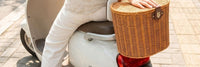 Rear Bike Basket with Lid and Lock, Hand-Woven Rattan Style
