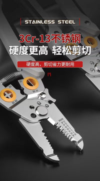 Stainless Steel Wire Stripping Pliers, Multi-functional Manual Cable Stripper