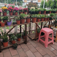 Carbonized Anti-Corrosion Wooden 3-Tier Ladder Plant Stand for Balcony