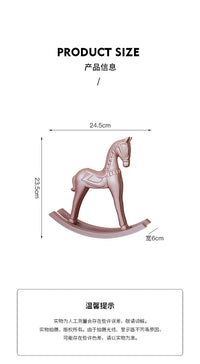 European Style Creative Wooden Pink Rocking Horse Home Decoration for Living Room, Children's Room, Desk, Bar