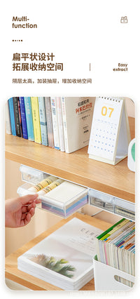 Under-Desk Drawer Storage Box, Adhesive, No Drilling, for Office and Dorm