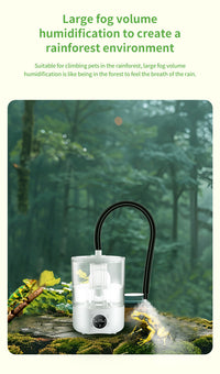 4L Top-Fill Reptile Humidifier with Hose for Plants, Tortoises, Lizards, Chameleons, Extension Tube, EU Plug