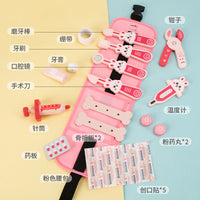 跨境早教木制儿童仿真兔子医生腰包角色扮演互动益智玩具护理用品