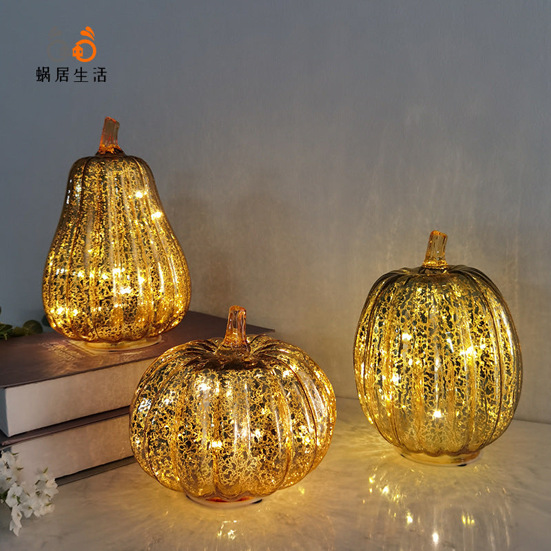 Halloween Pumpkin Lantern Glass LED Decoration