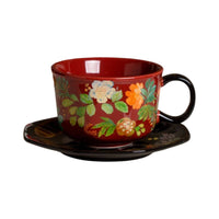Cup and Saucer Set Floral Vessel Stylish for Breakfast