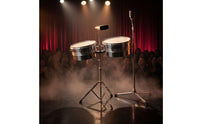 Timbales Drum Set with Stand and Cowbell Chrome Timbale Drums Metal-  Timbales with Stand for Stages