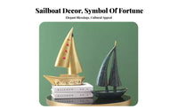 Sailboat Figurine favorable voyage Symbol Stylized Sailboat Figurine Gold accentuation