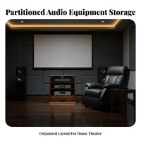 Solid Wood Amplifier Cabinet Lockable Wooden Stereo Cabinet with Lock Heavy Duty Construction AV Component Rack for Audiophiles, KTV, Conference Room