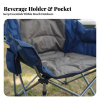 Portable Armchair with drink Holder Foldable Design Folding Chair sturdy Frame