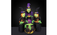 Outdoor Three Witches Around Bubbling Pot Inflatable Inflate Three-Witch Inflatable Lighted Halloween Decoration Built-in LED for Yard, Lawn, Garden