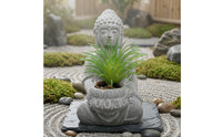 Seated Buddha Planter Floral Relief Buddha Planter Figurine Artistic Design