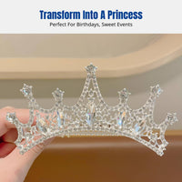 Princess Hair Comb for Girls, Crystal Headpiece, Kids Birthday Tiara, Elegant Crystal Hair Accessory