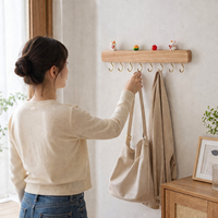 Key board for small apartments, decorative hallway key board with 8 hooks, space-saving key board without drilling for the entrance area