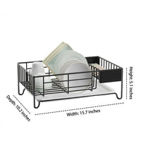 Dish Drain Rack Stainless Steel Rack Dish Drainer, Single Tier Drain Rack with Drip Tray, Modern Style Kitchen Sink Organizer Unit