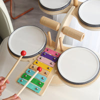 Wooden Cat Multi-Functional Music Table, Educational Drum Toy for Kids 4-6 Years