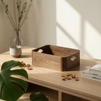 Wood Box with Handles Open-Top Storage Box Smooth for Coffee Table, Entryway
