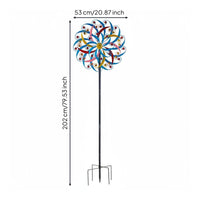 Three Layer Windmills Decor Weather Resistant Colorful Garden Whirling Easy to Install Metal Wind Whirling for Patio