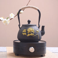 典工堂铁壶仿日本南部铸铁壶双铁牡丹双蝶生铁壶 烧水壶 茶具茶壶
