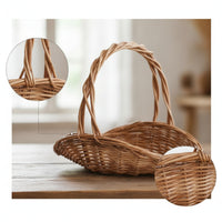 Handwoven Garden Harvest Basket with Handles Rustic Flower Picking Basket Wicker Garden Trug Lightweight for Gardeners, Florists, Home Decor, Weddings