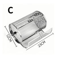Cylindrical Rotisserie Basket Ventilated Roasting Basket with Latch Easy to Clean Mesh Cage Convenient for Oven