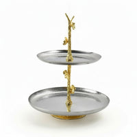 Fruit Tray with Stem Textured Serving Platter Stainless Steel for Dining Table