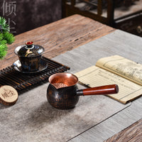 Purple Copper Side-Handle Fair Cup, Pure Copper Tea Sea, 260cc, for Stove-Top Tea and Milk Warming