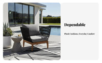 4 Pieces sturdy Wood Frame 4-Piece Woven Rope Sofa Set Minimalist Design Outdoor Furniture Weather-Resistant Conversation Group Plush paddings for Hospitality Industry, Business Owners, Patio, Hotel Terrace, Garden, rearyard