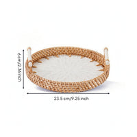 Home Decor Wicker Basket Tray with Handles Portable Woven Basket Tray with Handles Lightweight Versatile for Hosts, Tabletop, Kitchen, Picnics
