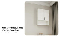 Particle Board Construction Wall Mounted Storage Cabinet Space Saving Hanging Kitchen Cabinet Sturdy and Long-Lasting Wall Storage Unit Stable Structure for Homeowners, Renters, Students, Bedroom, Study Room, Office, Hallway