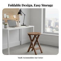 Padded Round Stool Foldable Portable Seat Space-Saving for Indoor Use, Dorm Room
