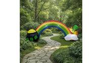 Giant Inflatable Arch with Leprechaun Outdoor Inflatable Rainbow Arch Inflatable Rainbow Archway Lighted for Homeowners, Garden