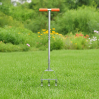 Lawn Aerator with 3 Hollow Tines Heavy Duty Manual Lawn Aerator Replaceable Soil Core Sampler with T-Handle for Homeowners, Gardeners, Yard Inspection