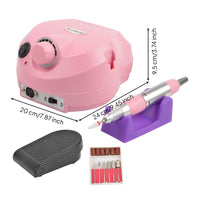 Rotary Electric Nail Drill Machine Multifunctional Nail Drill with Foot Pedal Low Vibration Appliance Quiet for Manicurists