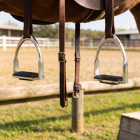 Chrome-Plated Stirrup with Leather Straps Non-Slip Stirrup with Rubber Grip Adjustable Riding Straps with Buckles Rustproof for Horse Riders, Equestrians, Equestrian Training