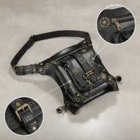 Waist Bag with Pouch Steampunk Waist Bag with Chain Gothic Hip Pouch for Concertgoers, Bikers, Festivals, Streetwear